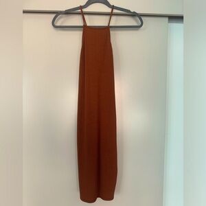 Charlotte Russe Terracotta Ribbed Backless Midi Dress